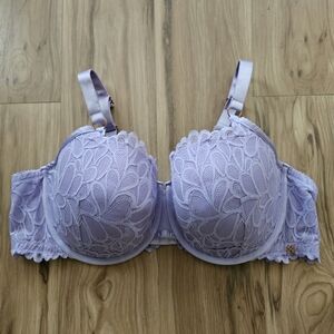 Savage Not Sorry Lightly Lined Lace Balconette Bra 46DD Light Purple Lace Bra